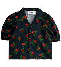 Mini Rodini Skjortblus - Svart m. Tranbär