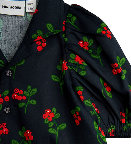 Mini Rodini Shirt blouse - Black w. Cranberries