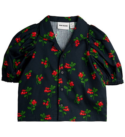 Mini Rodini Shirt blouse - Black w. Cranberries