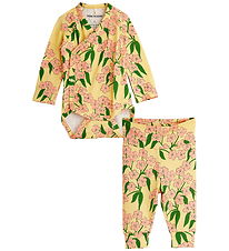 Mini Rodini Set - Trousers/Wrap Bodysuit l/s - Alpine Flowers - 