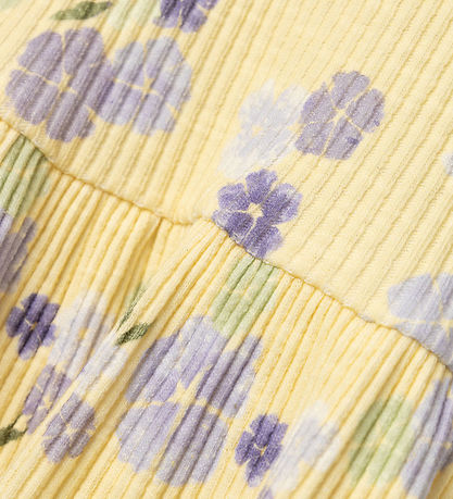 Name It Klänning - Rib - NmfPhalia - Double Cream m. Blommor