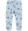 Joha Leggings w. Feet - Wool/Bamboo - Light Blue w. Print