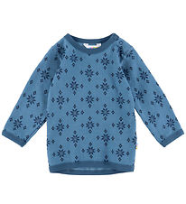 Joha Blouse - Wool/Cotton - Blue w. Snowflakes