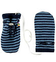 Joha Mittens w/o Thumb - Wool - Blue w. Stripes