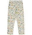 Joha Leggings - Wool - Off White w. Flowers