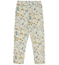 Joha Leggings - Wool - Off White w. Flowers