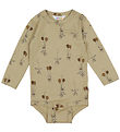Joha Bodysuit l/s - Wool - Beige w. Rabbits