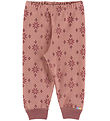 Joha Leggings - Wool/Cotton - Rose w. Snowflakes
