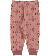 Joha Leggings - Wool/Cotton - Rose w. Snowflakes