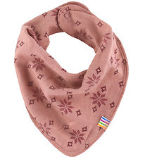 Joha Teething Bib - Wool/Cotton - Rose w. Snowflakes