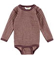 Joha Bodysuit l/s - Wool - Rose w. Stripes
