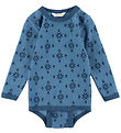 Joha Romper l/s - Wol/Katoen - Blauw m. Sneeuwvlokken