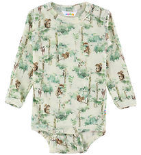 Joha Bodysuit l/s - Wool - Off White w. Trees
