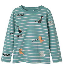 Name It Blouse - NmmPtenne - Mineral Blue w. Dinos
