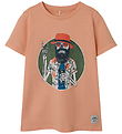 Name It T-shirt - NkmPbruno - Peach Nektar m. Tryck
