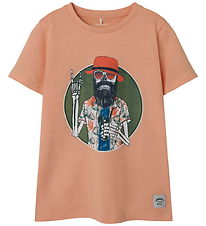 Name It T-shirt - NkmPbruno - Peach Nectar w. Print