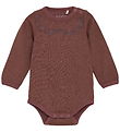 CeLaVi Bodysuit l/s - Wool - Maroon w. Print