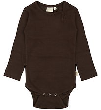 Petit Piao Bodysuit l/s - Rib - Modal - Coffee Bean