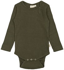 Petit Piao Bodysuit l/s - Rib - Modal - Green Leaf
