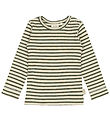 Petit Piao Bluse - Rib - Modal - Green Leaf/Off White