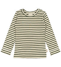 Petit Piao Blouse - Rib - Modal - Green Leaf/Off White