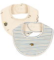 Konges Sløjd Dregla haklapp - 2-pack - Kubi/Stripe Blue