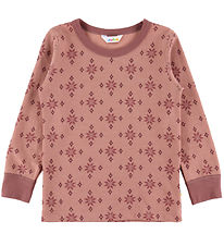 Joha Blouse - Wool/Cotton - Rose w. Snowflakes