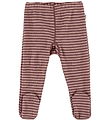 Joha Leggings w. Feet - Wool - Rose w. Stripes