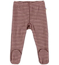 Joha Leggings w. Feet - Wool - Rose w. Stripes