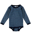 Joha Bodysuit l/s - Wool - Blue w. Stripes