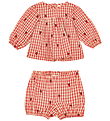 Flöss Set - Kleid/Bloomers - Berry Gingham m. Karos