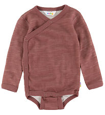 Joha Wrap Bodysuit l/s - Wool/Bamboo - Dark Rose