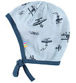 Joha Baby Hat - Single Layer - Wool/Bamboo - Light Blue w. Print