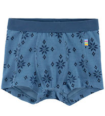Joha Boxers - Wool/Cotton - Blue w. Snowflakes