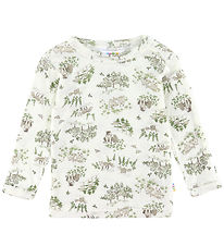 Joha Blouse - Wool/Silk - Off White w. Trees
