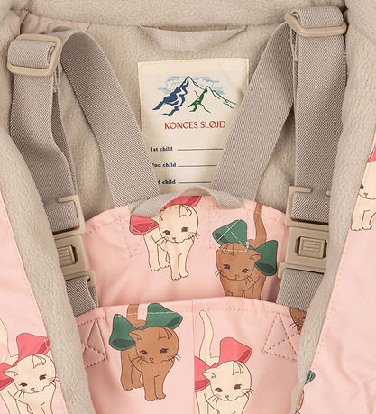 Konges Sløjd Rainwear w. Suspenders - PU - Palm - Bow Kitty Pink
