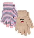 Konges Sløjd Hanskar - Ull/Akrýl - 2 Pakki - Cherry/Stripe