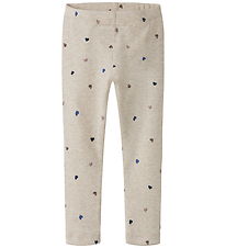 Name It Leggings - Noos - NmfNutti - Peyote Melange/Hearts