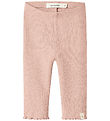 Lil' Atelier Leggings - Rib - NbfNora - Cameo Rose w. Pointelle