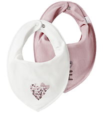 Name It Drool bib - 2-Pack - NbfYvette - White/Pink w. Print