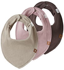 Name It Drool bib - 3-Pack - Rib - NbfYvette - Pink/Beige/Brown