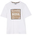BOSS Stuttermabolur - Hvítt M. Prentað