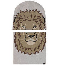 Molo Beanie w. Tube Scarf - Kleo - Wool/Acrylic - Lion Face