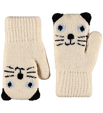 Molo Mittens w. Lining - Knitted - Kenau - Vanilla w. Cat