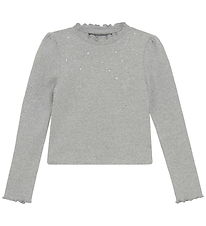 Creamie Bluse - Rib - Light Grey Melange