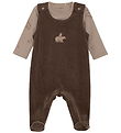 Fixoni Set - Body l/ä/Strampler - Velours - Kaffeequarz