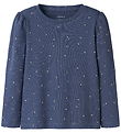 Name It Bluse - Rib - NmfNelia - Blue Indigo m. Blumen