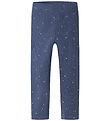 Name It Leggings - Rib - NmfNelia - Blue Indigo w. Flowers