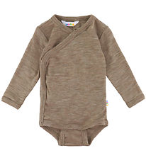 Joha Wrap Bodysuit l/s - Wool/Silk - Beige Melange