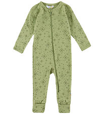 Joha Jumpsuit w. Feet - Wool - Light Olive w. Stars